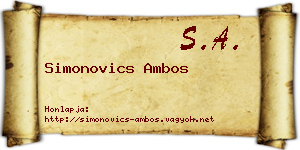 Simonovics Ambos névjegykártya